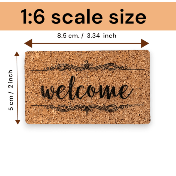 1:6 Dollhouse Doormat Miniature Rug 1:12 scale Mini Floor Mat for Dollhouse $1,08 + Shipping Welcome to your miniature dream home with this charming 1:6 or 1:12 scale Dollhouse Doormat! These mini rugs are designed to add that perfect finishing touch to your dollhouse or miniature setting. Whether you’re decorating a cozy front porch, a welcoming entryway, or simply adding a delightful detail to your dollhouse décor, this doormat will bring warmth and character to any scene.