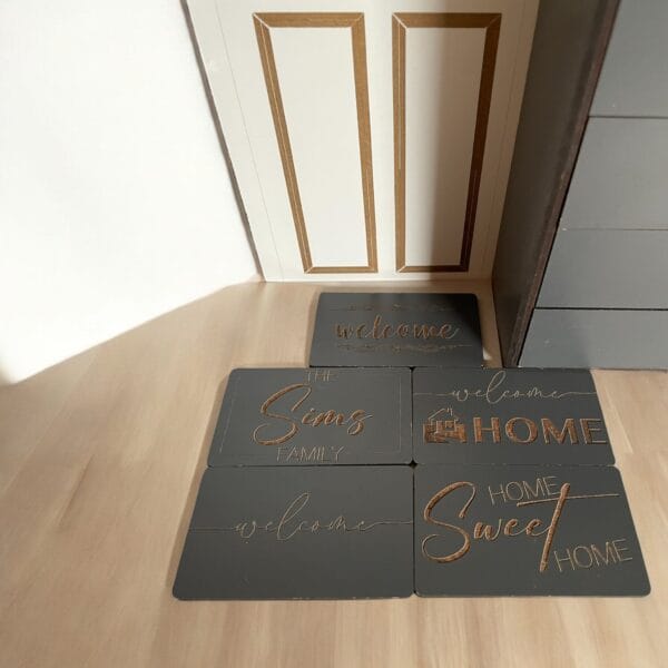 1:6 Dollhouse Doormat, Miniature Antracit color “Welcome Home” Rug, 1:12 scale Miniature "Home Sweet Home" Floor Mat for Dollhouse