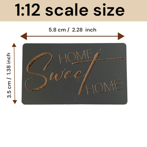 1:6 Dollhouse Doormat, Miniature Antracit color “Welcome Home” Rug, 1:12 scale Miniature "Home Sweet Home" Floor Mat for Dollhouse