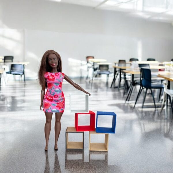 Enhance your dollhouse with this modern miniature display cabinet, perfect for 1/6 and 1/12 scale designs. This tiny cube box is a versatile accessory for DIY living room decor, doll furniture, or toy house displays.