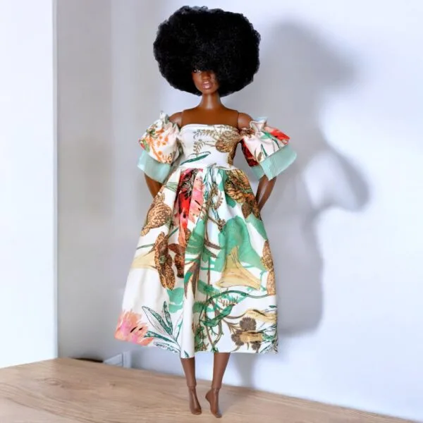 Orange and whote Polka Dot 11'5 inch barbie doll dress, doll clothes,made to movie, Barbi, Barbe, Curvy Barbie doll, 12 inch doll dress, munecas,kleidung2