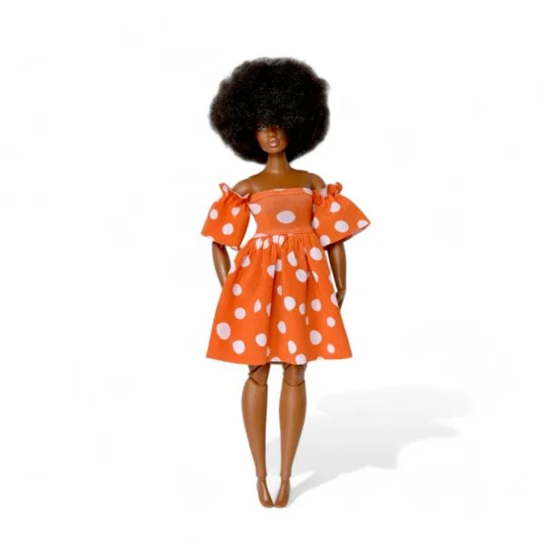 Orange and whote Polka Dot 11'5 inch barbie doll dress, doll clothes,made to movie, Barbi, Barbe, Curvy Barbie doll, 12 inch doll dress, munecas,kleidung2