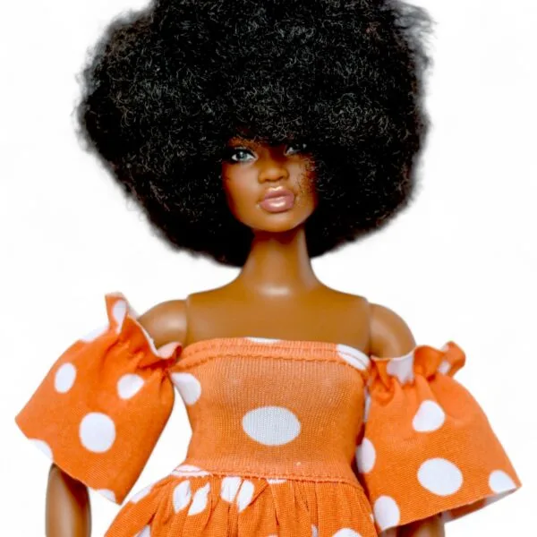 Orange and whote Polka Dot 11'5 inch barbie doll dress, doll clothes,made to movie, Barbi, Barbe, Curvy Barbie doll, 12 inch doll dress, munecas,kleidung2