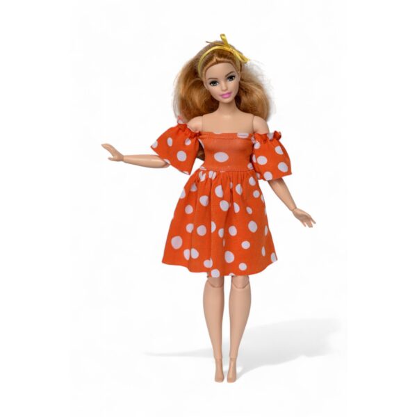 Orange and whote Polka Dot 11'5 inch barbie doll dress, doll clothes,made to movie, Barbi, Barbe, Curvy Barbie doll, 12 inch doll dress, munecas,kleidung2