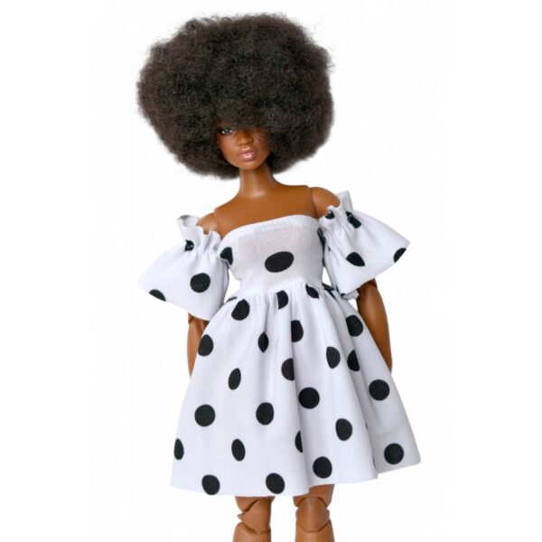 White and black Polka Dot 11'5 inch barbie doll dress clothes,made to movie, Barbi, Barbe, Curvy Barbe, 12 inch doll dress, munecas,kleidung