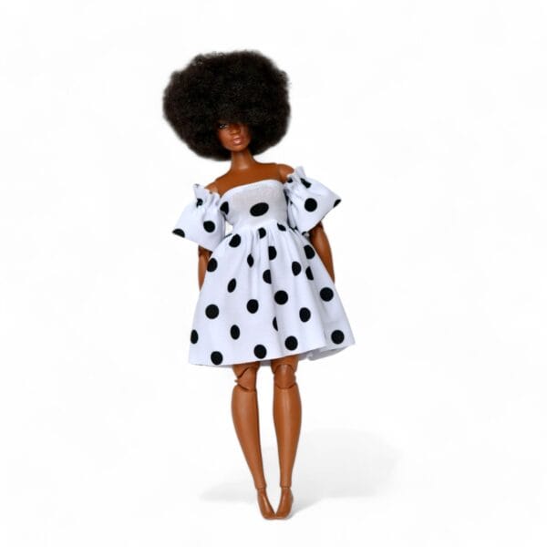 White and black Polka Dot 11'5 inch barbie doll dress clothes,made to movie, Barbi, Barbe, Curvy Barbe, 12 inch doll dress, munecas,kleidung