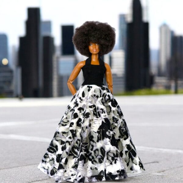 barbie doll black white tropical and white fashion dress04