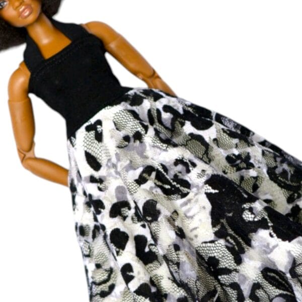 barbie doll black white tropical and white fashion dress04
