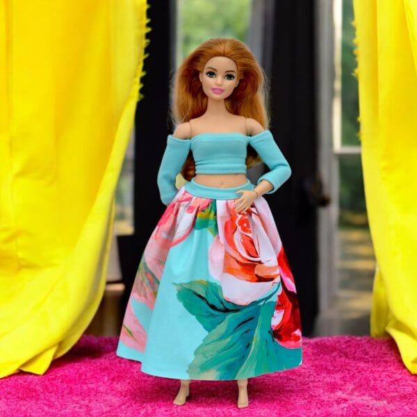 barbie doll black white tropical and white fashion dress04