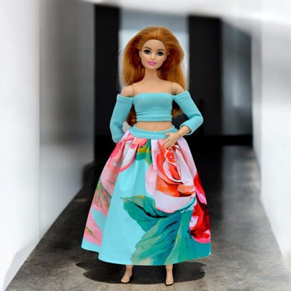 barbie doll black white tropical and white fashion dress04
