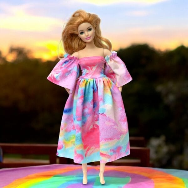 barbie doll black white tropical and white fashion dress04