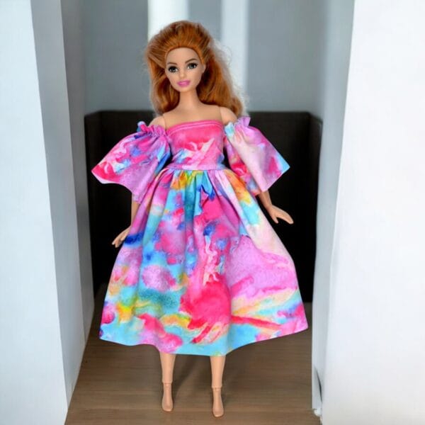 barbie doll black white tropical and white fashion dress04