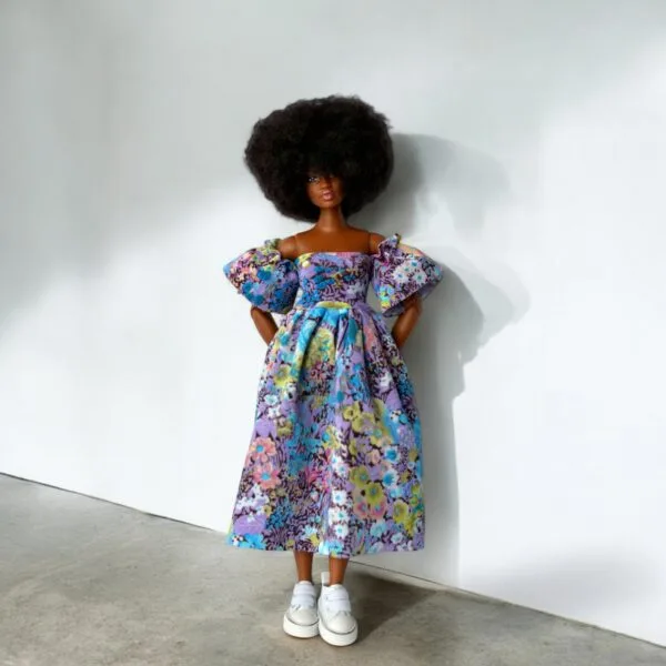 barbie doll black white tropical and white fashion dress04