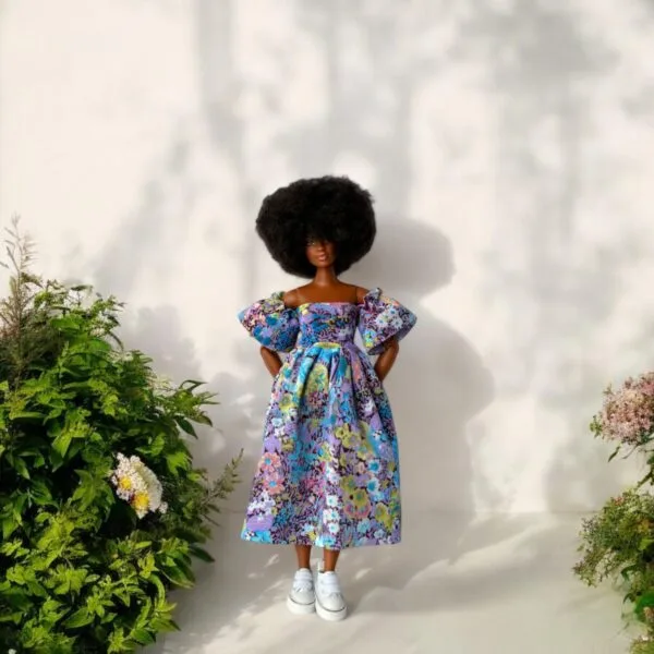 barbie doll black white tropical and white fashion dress04