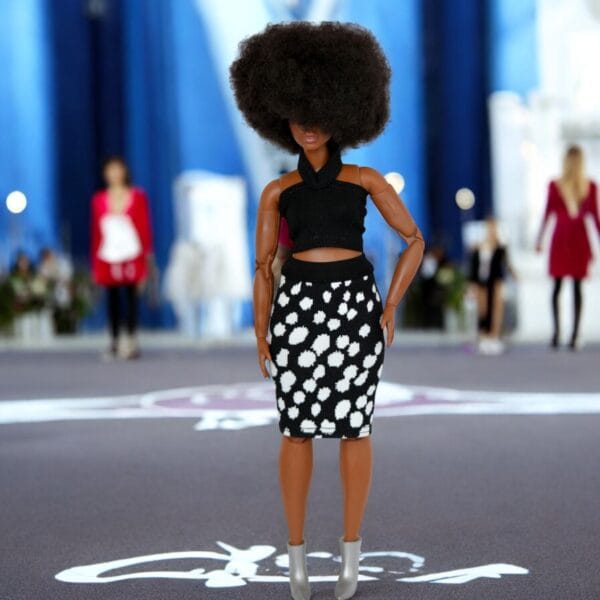 barbie doll black white tropical and white fashion dress04