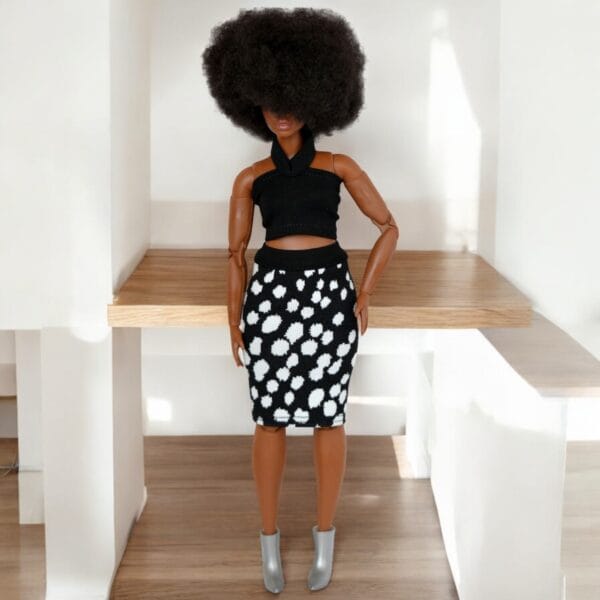 barbie doll black white tropical and white fashion dress04