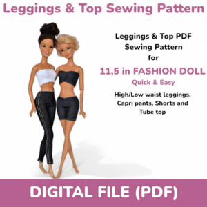 Barbie Doll PDF sewing pattern, leggings top doll clothes PDF digital instant download