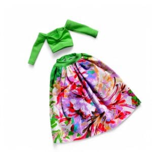Handmade Long Skirt and Top with Long Sleeves for 11.5 and 12 Inch Fashion Dolls - 1:6 scale Fashionable Barbie Doll Outfit - Custom Doll Clothes