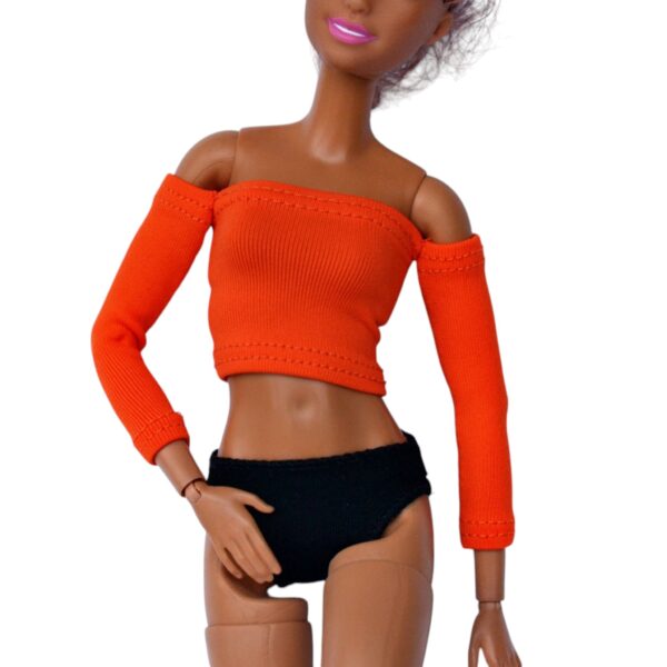 Handmade Barbie doll trendy clothes, long sleeves top for 11.5 and 12 Inch Fashion Dolls green dress 1:6 scale Fashionable Doll Outfit Custom Doll Clothes Flores themed outfit