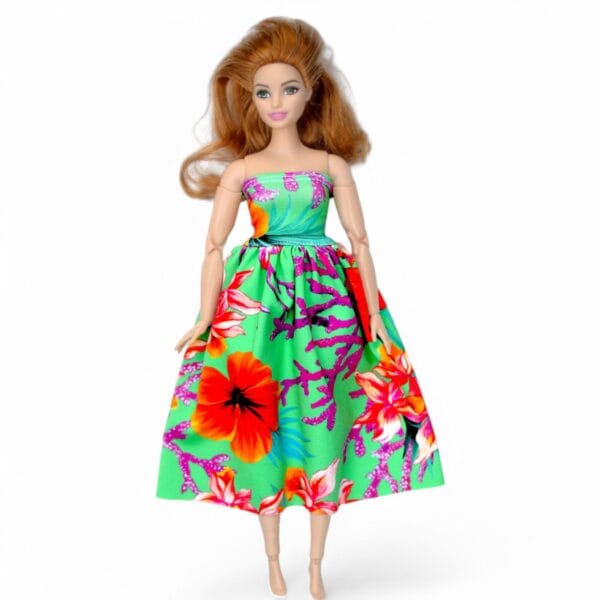 Handmade barbie doll trendy clothes for 11.5 and 12 Inch Fashion Dolls green dress 1 6 scale Fashionable Doll Outfit Custom Doll Clothes Flores themed outfit