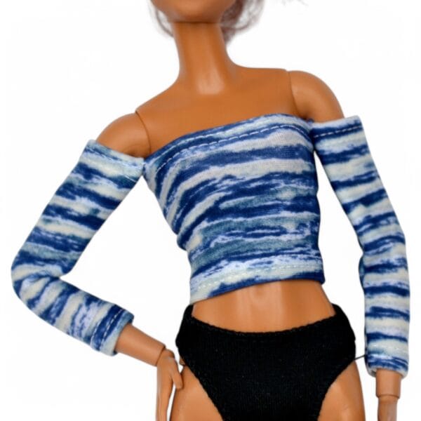 Handmade Barbie doll trendy clothes, long sleeves top for 11.5 and 12 Inch Fashion Dolls green dress 1:6 scale Fashionable Doll Outfit Custom Doll Clothes Flores themed outfit