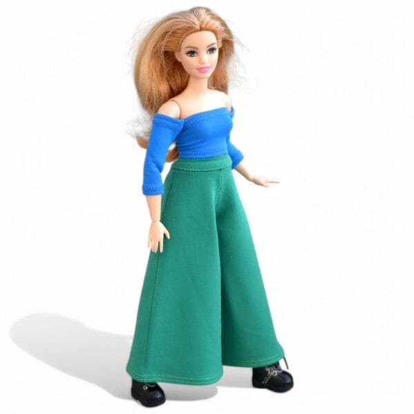 barbie doll green pants blue top doll clothes made to movie doll 11 inch doll clothes 12inch doll dress and outfit