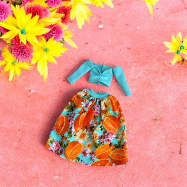 barbie doll blue orange fashion dress barbie doll clothes