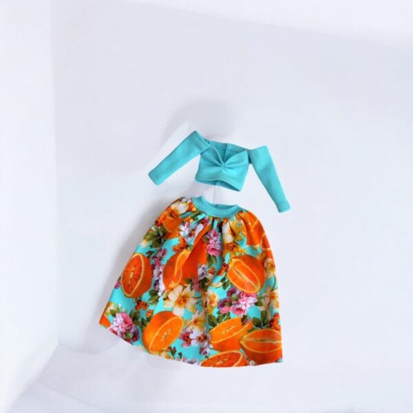 barbie doll blue orange fashion dress barbie doll clothes