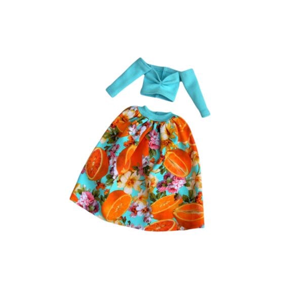 barbie doll blue orange fashion dress barbie doll clothes